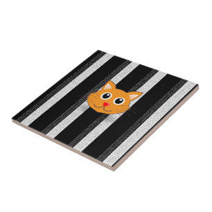 Carreau Carrelage en céramique Chats en bande blanche et n