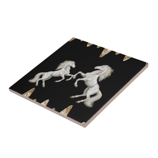 Carreau Carrelage en céramique Chevaux blancs Black Gold (Côté)
