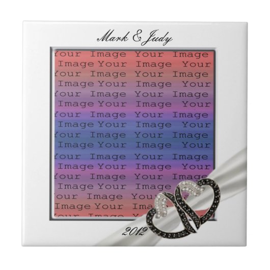 Carreau Carrelage en céramique Coeurs Diamants Noir & Blan (Devant)