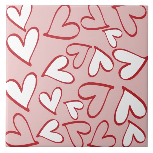 Carreau Carrelage en céramique Coeurs éparpillés (Devant)