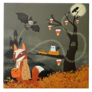 Carreau Carrelage en céramique d'amis mignons d'Halloween