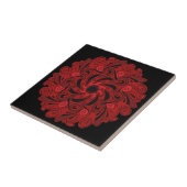 Carreau Carrelage en céramique de Mandala rouge et noir (Côté)