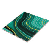 Carreau Carrelage en céramique de style Géode Vert et Or. (Côté)