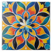 Carreau Carrelage en céramique de style Mandala coloré. (Devant)