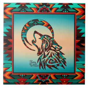 Carreau Carrelage en céramique de Wolf tribal