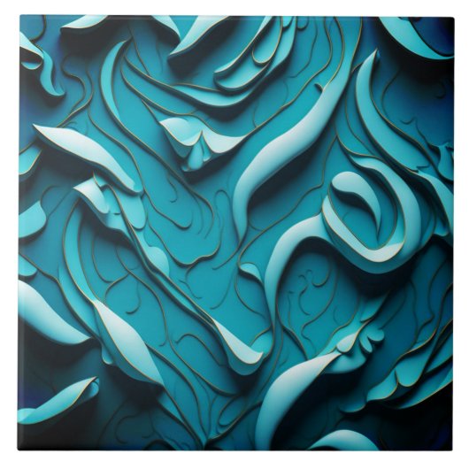 Carreau Carrelage en céramique décorative " Vagues Turquoi (Devant)