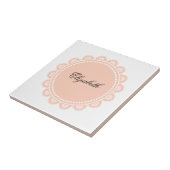 Carreau Carrelage en céramique dentelle blanche rose (Côté)