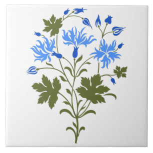 Carreau Carrelage en céramique des Fleurs sauvages bleus