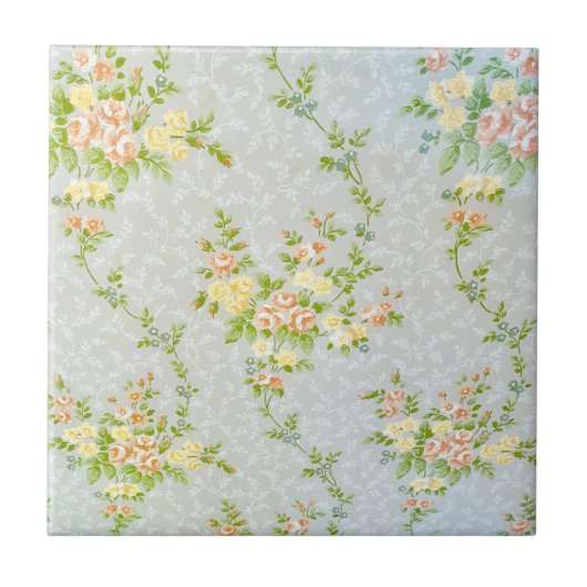 Carreau Carrelage en céramique des Roses et vignes victori (Devant)