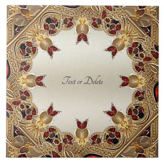 Carreau Carrelage en céramique en pierre rouge aux fleurs (Devant)