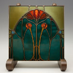Carreau Carrelage en céramique Ethereal Amber<br><div class="desc">Améliorez votre maison avec le Carrelage en céramique Ethereal Amber Arch, une exquise pièce d'inspiration Art Nouveau imprimée par Zazzle. Ce carrelage en céramique plate, dépourvu de tout relief, capture la beauté intemporelle de l'art du vitrail. Avec un design époustouflant de fleurs d'ambre, dressé contre un arrière - plan de...</div>