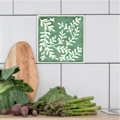 Carreau Carrelage en céramique feuille vert et blanc