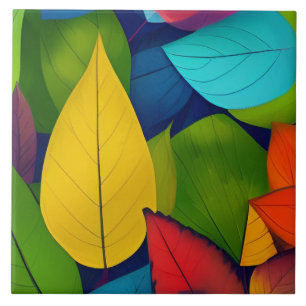 Carreau Carrelage en céramique - Feuilles multicolores