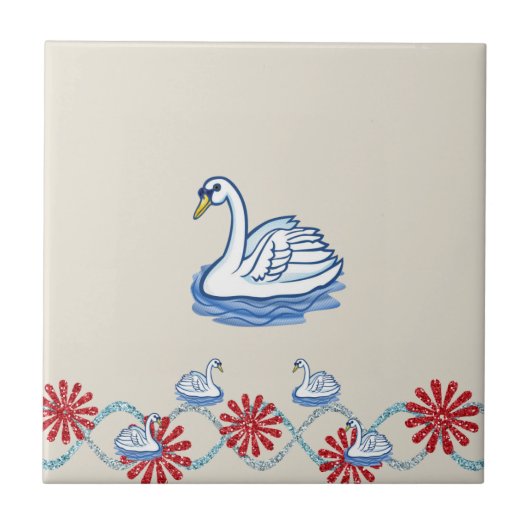 Carreau Carrelage en céramique Fleur Swan Beige (Devant)