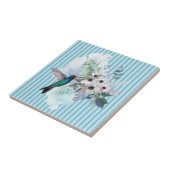 Carreau Carrelage en céramique fleurie de colibri (Côté)