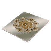 Carreau Carrelage en céramique fleurie or (Côté)