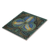 Carreau Carrelage en céramique - Fleurs Art Nouveau Bleu J (Côté)