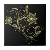 Carreau Carrelage en céramique Fleurs noires et or - Chois (Devant)