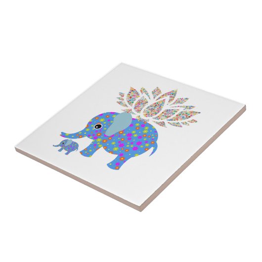Carreau Carrelage en céramique Floral Blue Elephant (Côté)
