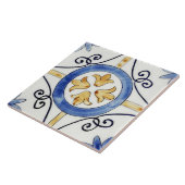 Carreau Carrelage en céramique - Floral Design bleu et ora (Côté)