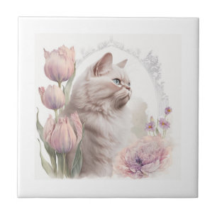Carreau Carrelage en céramique Floral Kitten Blanc