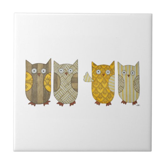 Carreau Carrelage en céramique Four Gold Owls (Devant)