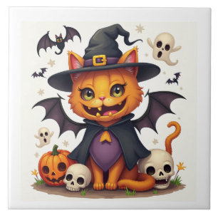 Carreau Carrelage en céramique Halloween Witch Cat