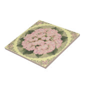 Carreau Carrelage en céramique jaune fleuri rose Hydrangea (Côté)