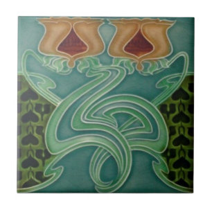 Carreau Carrelage en céramique - Jaune Floral Art Nouveau