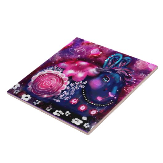 Carreau Carrelage en céramique - Lapin Whimsical 'Lapin Gl (Côté)
