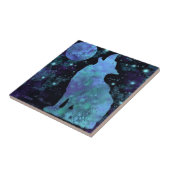 Carreau Carrelage en céramique Loup et Pleine lune - Peint (Côté)