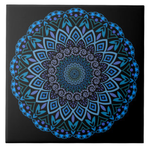 Carreau Carrelage en céramique Mandala bleu et violet