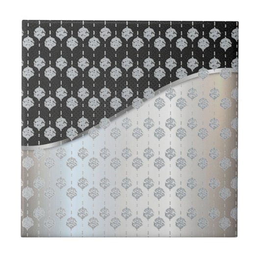 Carreau Carrelage en céramique moderne noir et argent (Devant)