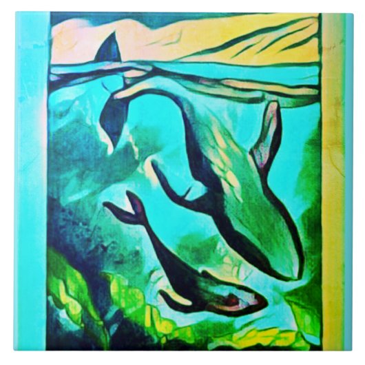Carreau Carrelage en céramique moderne Whale Art (Devant)