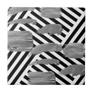Carreau Carrelage en céramique Motif en argent noir et bla