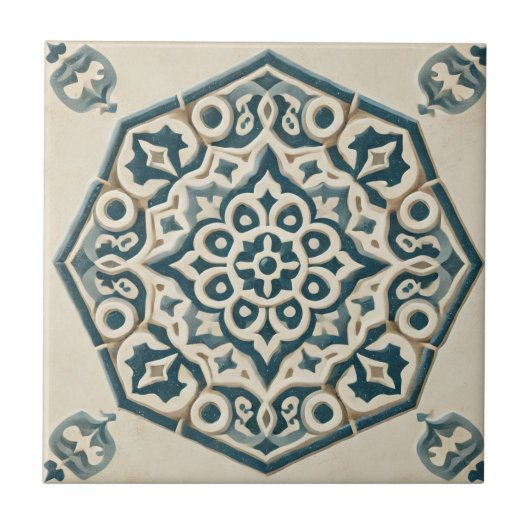 Carreau Carrelage en céramique Motif géométrique bleu et c (Devant)