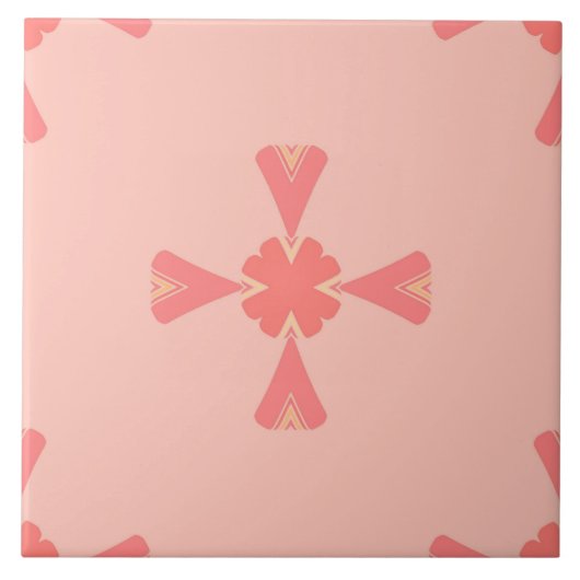 Carreau Carrelage en céramique - Motif rose et jaune (Devant)