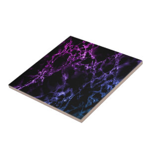 Carreau Carrelage en céramique noir et bleu marbre pourpre