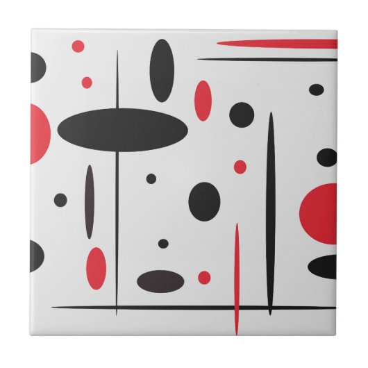 Carreau Carrelage en céramique noire et rouge (Devant)