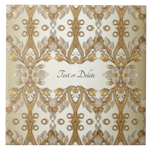 Carreau Carrelage en céramique or décoratif Fleurs blanche (Devant)