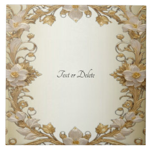 Carreau Carrelage en céramique or décoratif Fleurs blanche
