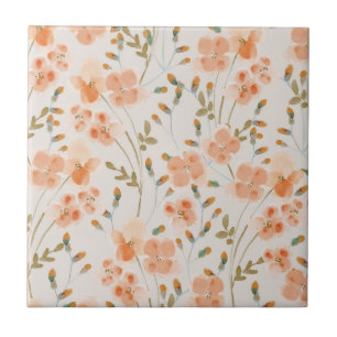 Carreau Carrelage en céramique Orange Fleurs