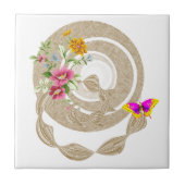 Carreau Carrelage en céramique Papillon beige Floral (Devant)