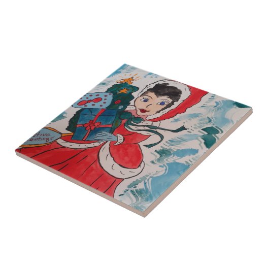 Carreau Carrelage en céramique père Noël Helper Christmas (Côté)