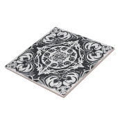 Carreau Carrelage en céramique portugaise noir et blanc (Côté)