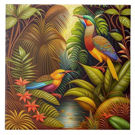 Carreau Carrelage en céramique pour oiseaux tropicaux (Devant)
