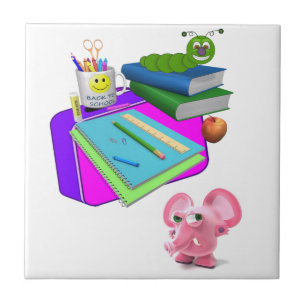 Carreau Carrelage en céramique Retour à l'école Cochon ros