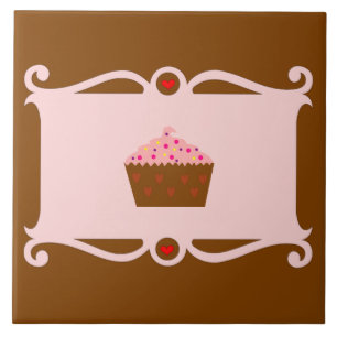 Carreau Carrelage en céramique rose et chocolat Coeur Cupc