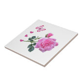 Carreau Carrelage en céramique Rose Rose Floral Papillon C (Côté)