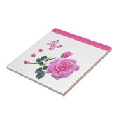 Carreau Carrelage en céramique Rose Rose Floral Papillon C (Côté)